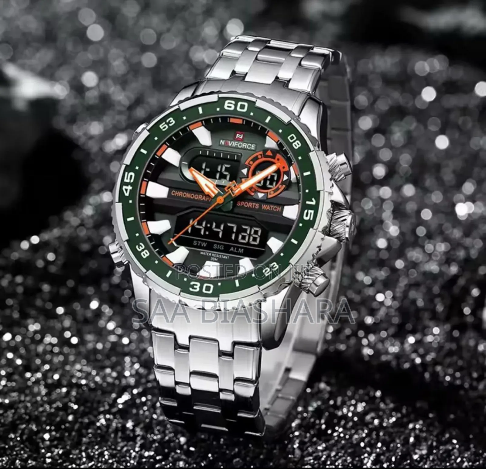 Naviforce N9234 Water Resistant Silver and Green