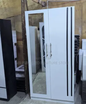 Kabati Milango Miwili White With Black Decorations