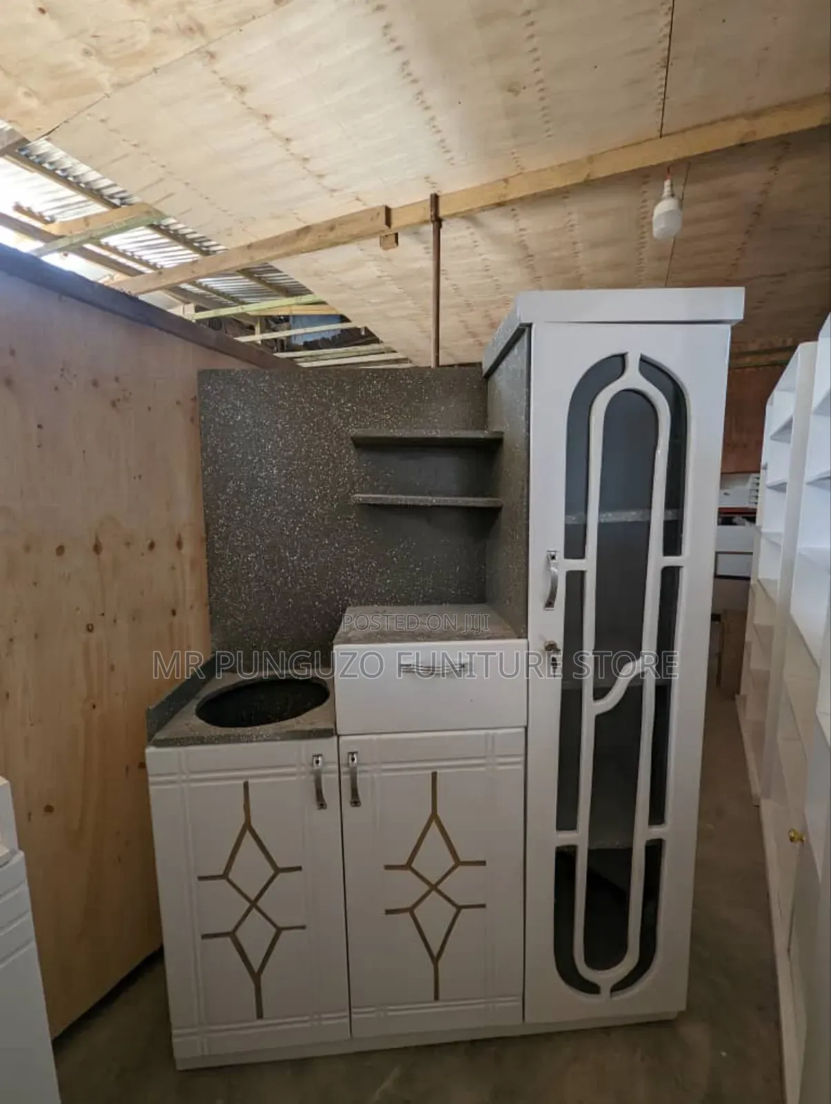Kitchen Cabinet Meza Ya Jiko Yenye Kabati Ya Vyombo 