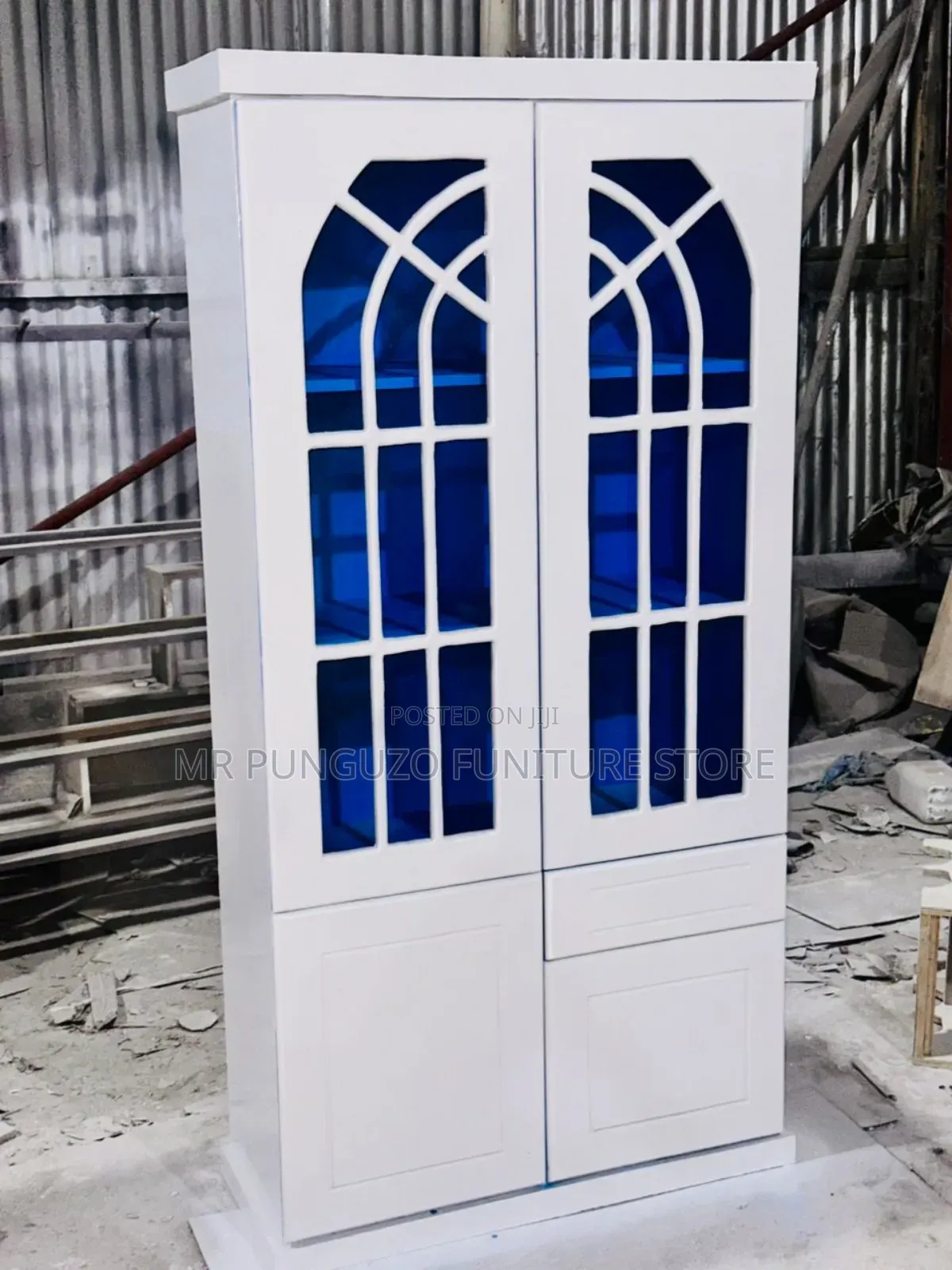 Kitchen Wardrobe Kabati Ya Vyombo Milango Miwili Nyeupe