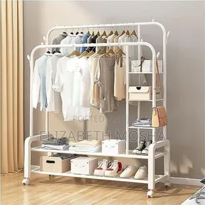 Double Pole Rack With Storage Shelves