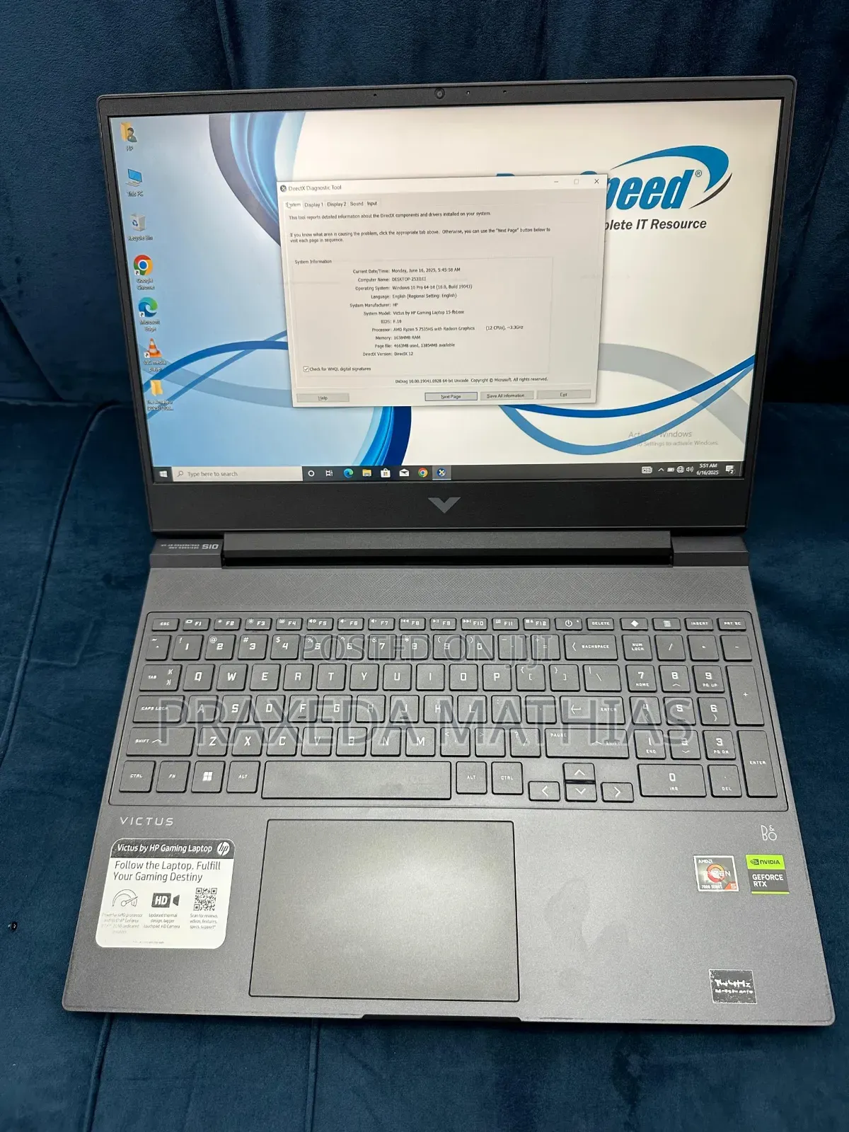 Laptop HP Victus 15 16GB AMD Ryzen 5 SSD 512GB