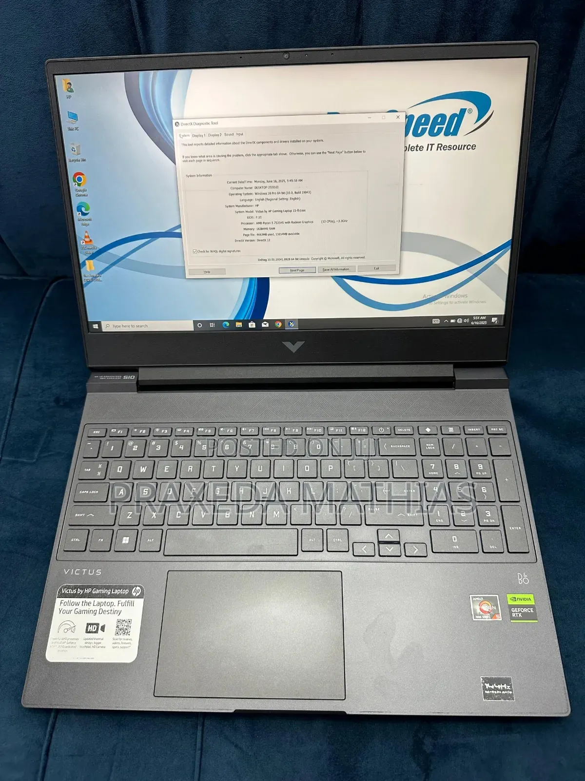 Laptop HP Victus 15 16GB AMD Ryzen 5 SSD 512GB