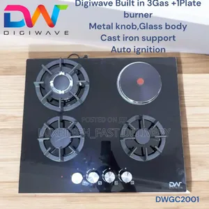 Digiwave Built-in Hob 3 Gas Burners and 1 Electric Hot Plate