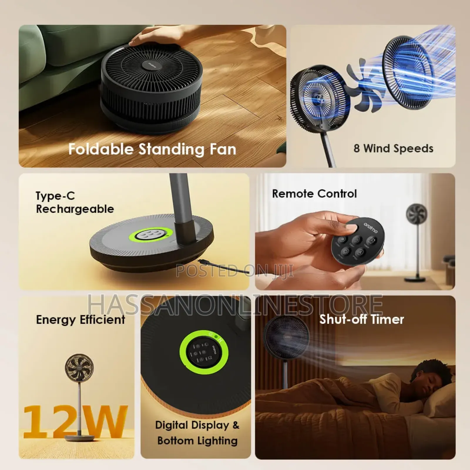 Oraimo Smartfoldingfan Type-C Rechargeable Folding Fan