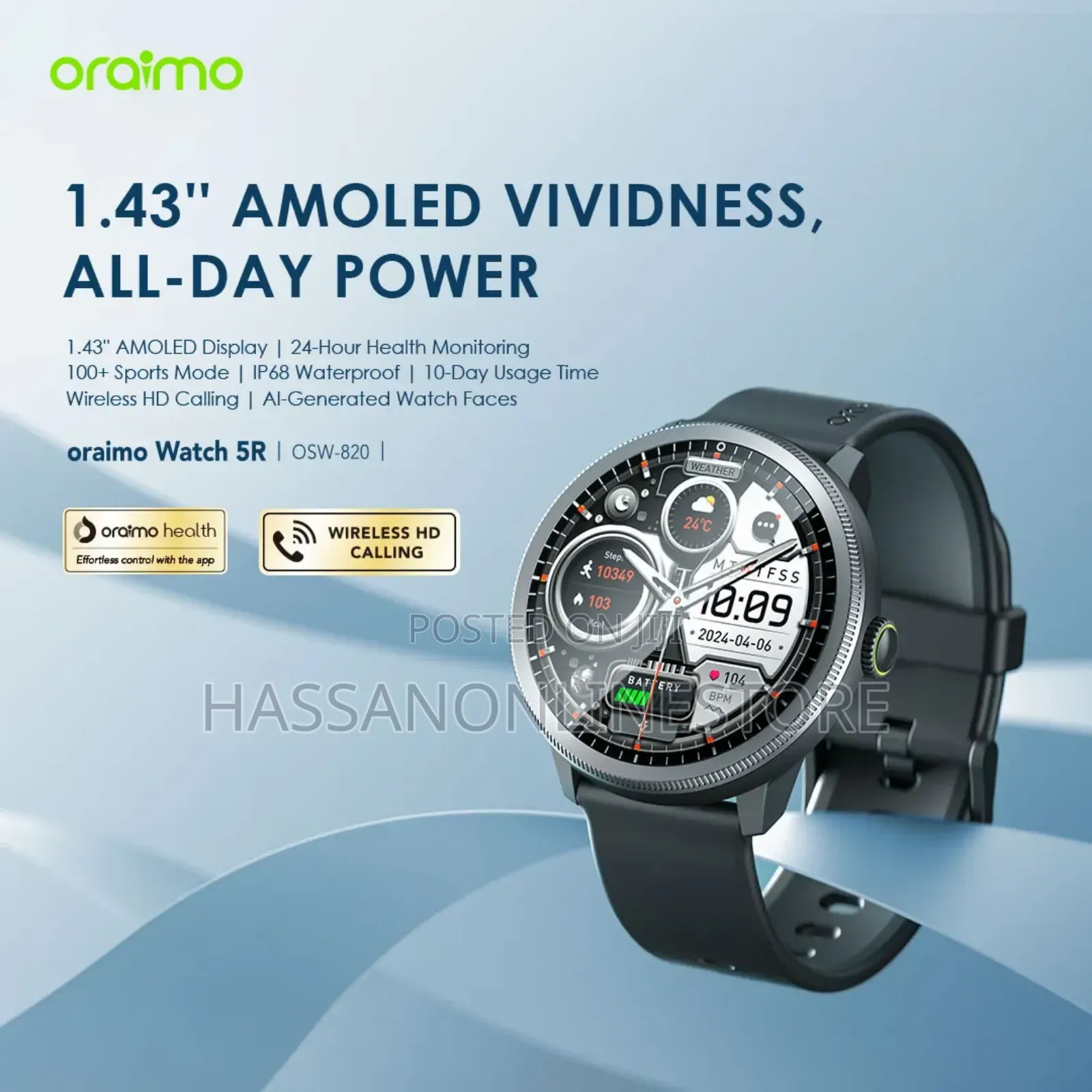 Oraimo Watch 5r 1.43'' Amoled Ip68 Smart Watch