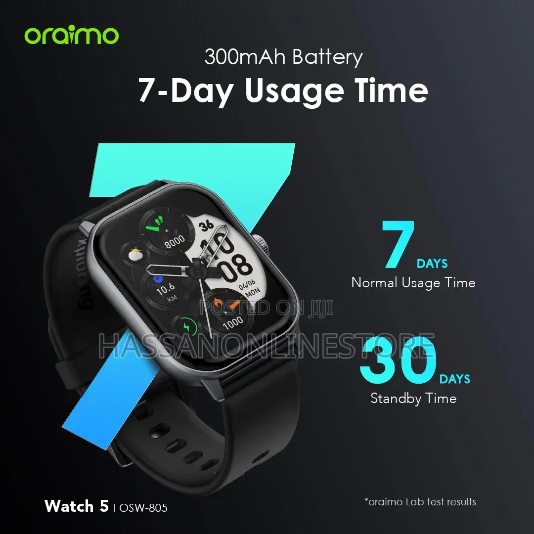 Oraimo Watch 5 2.01" Hd Panda Glass 1atm Smart Watch
