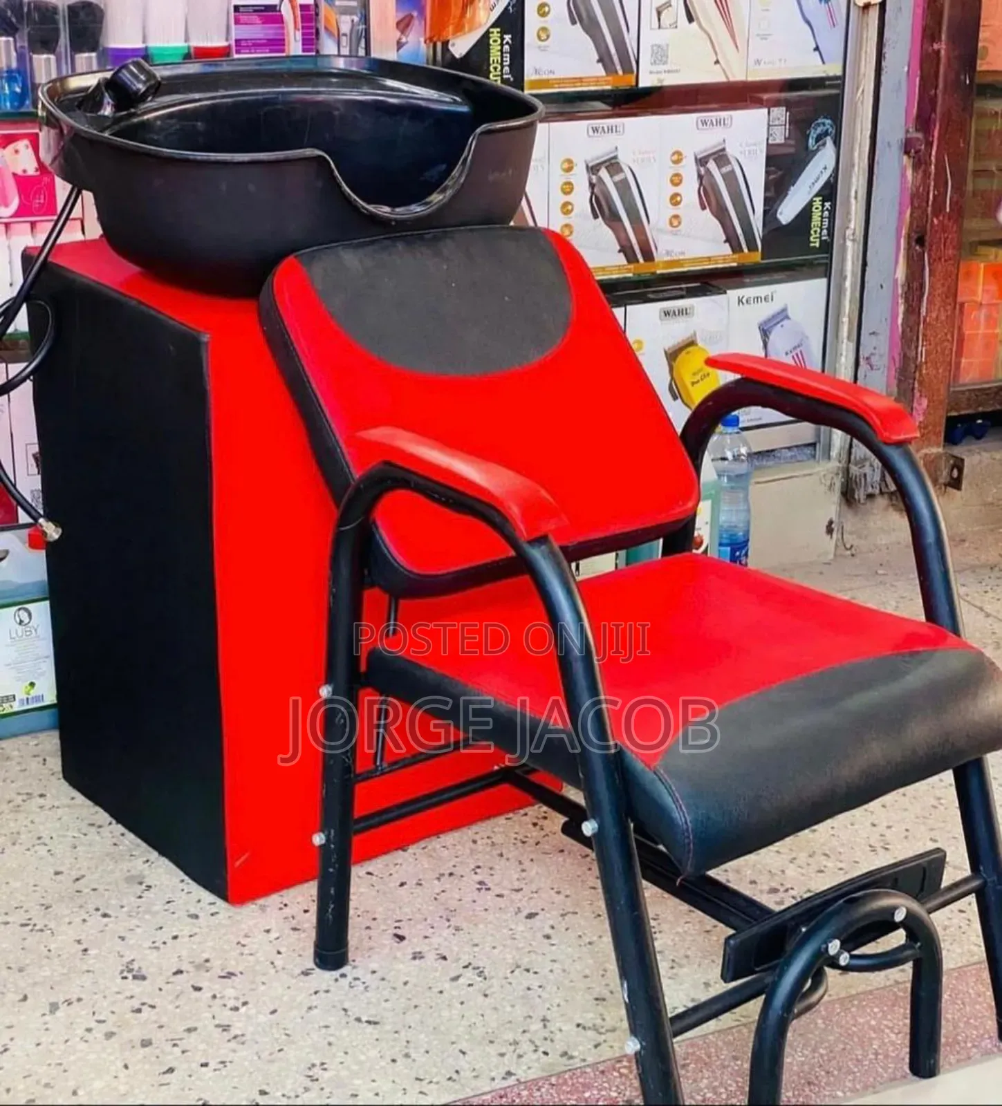Salon Hair Wash Sink Unit With an Attached Chair