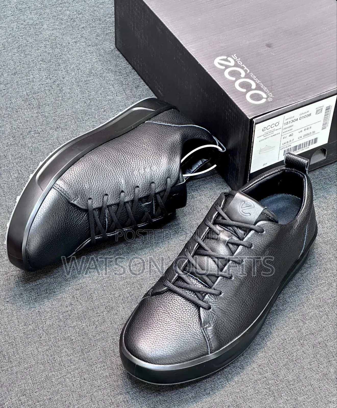 Men's Black and White Colours Ecco Leather Materials Shoes