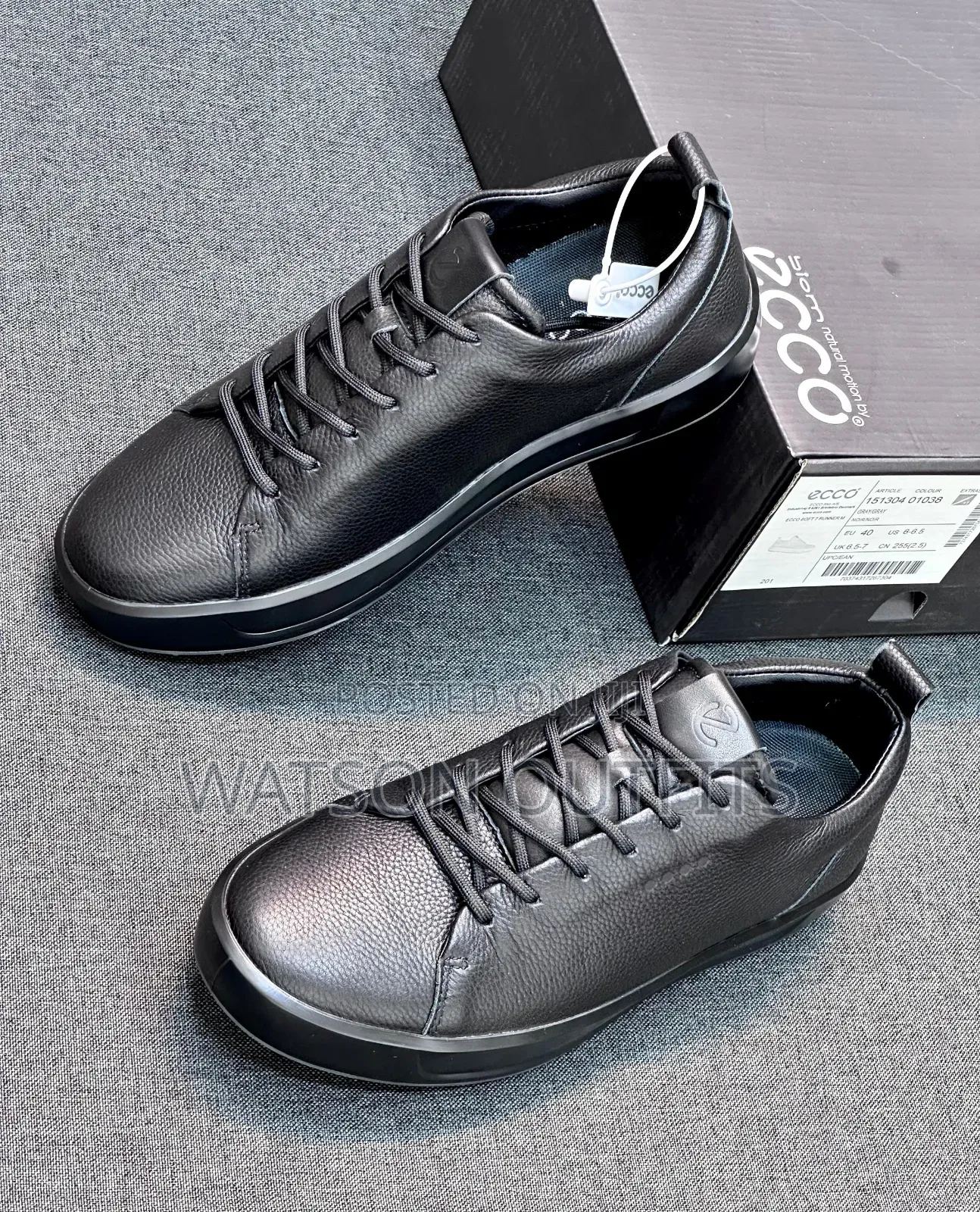 Men's Black and White Colours Ecco Leather Materials Shoes