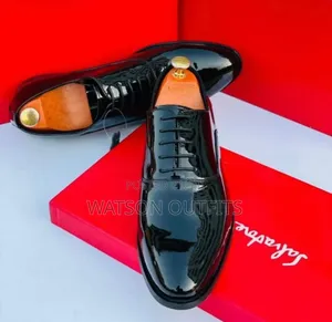 Men's Exceptional Black Shinning Leather Shoes