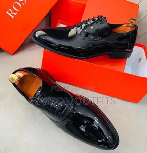 Men's Exceptional Black Shinning Leather Shoes