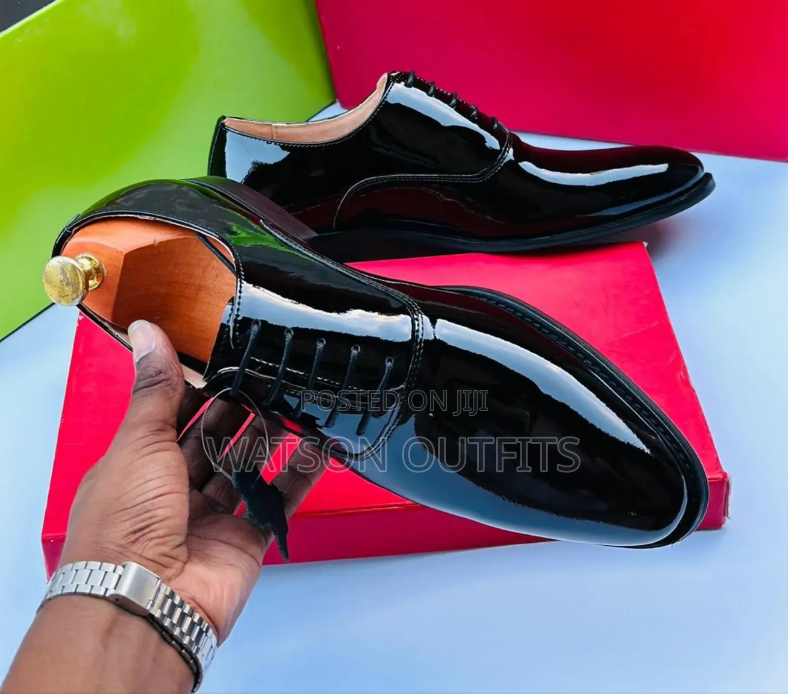 Men's Exceptional Black Shinning Leather Shoes