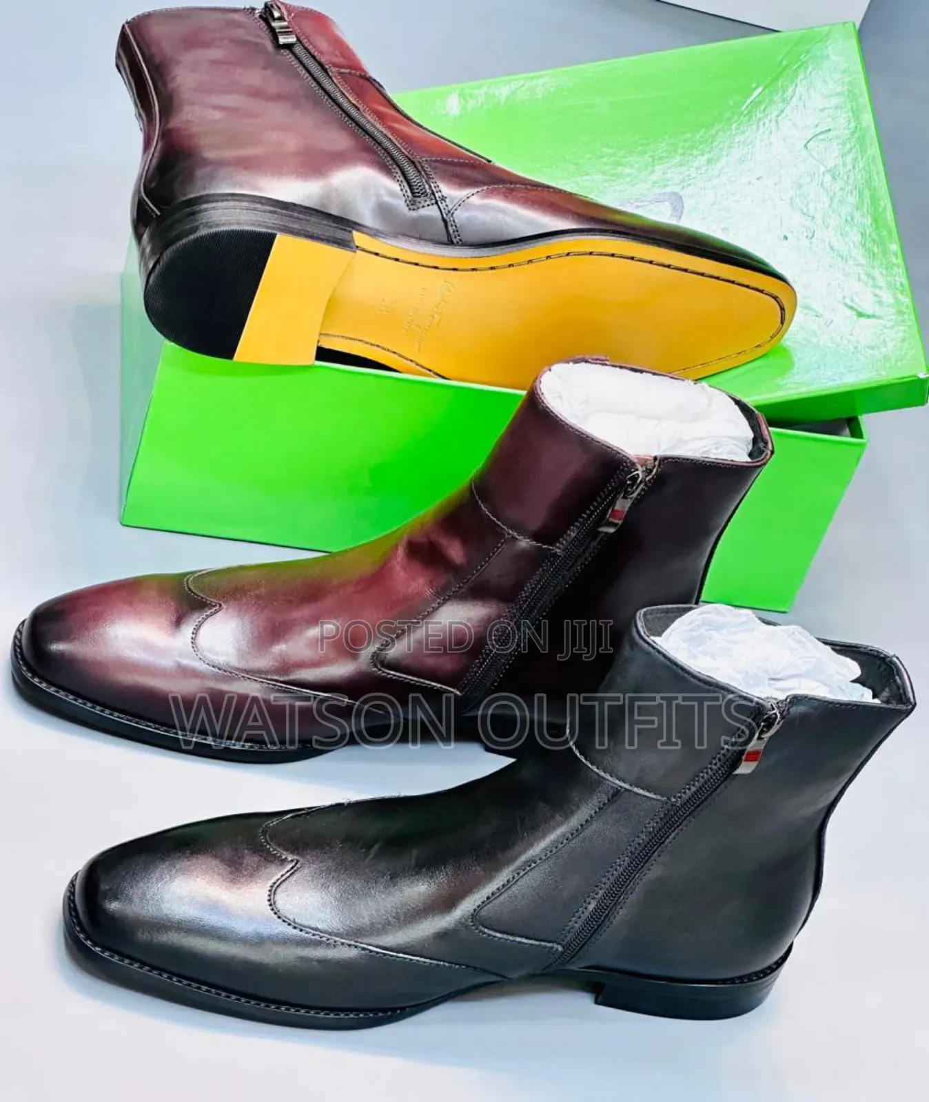 Men's Salvatore Feragamo Leather Boots Most High Cutting