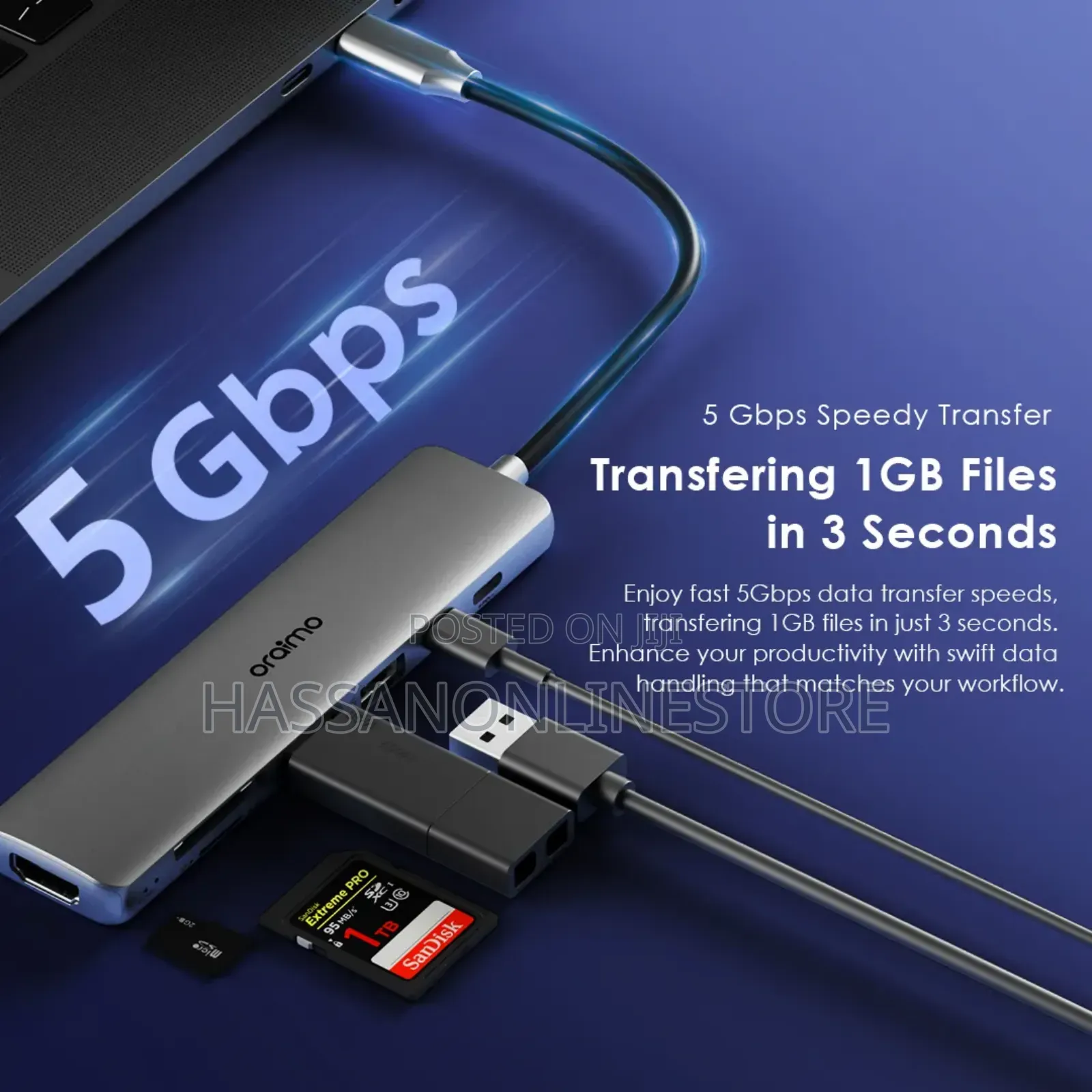 Oraimo Powertrans Usb-C Hub 7-in-1 Multi-Functional Adapter