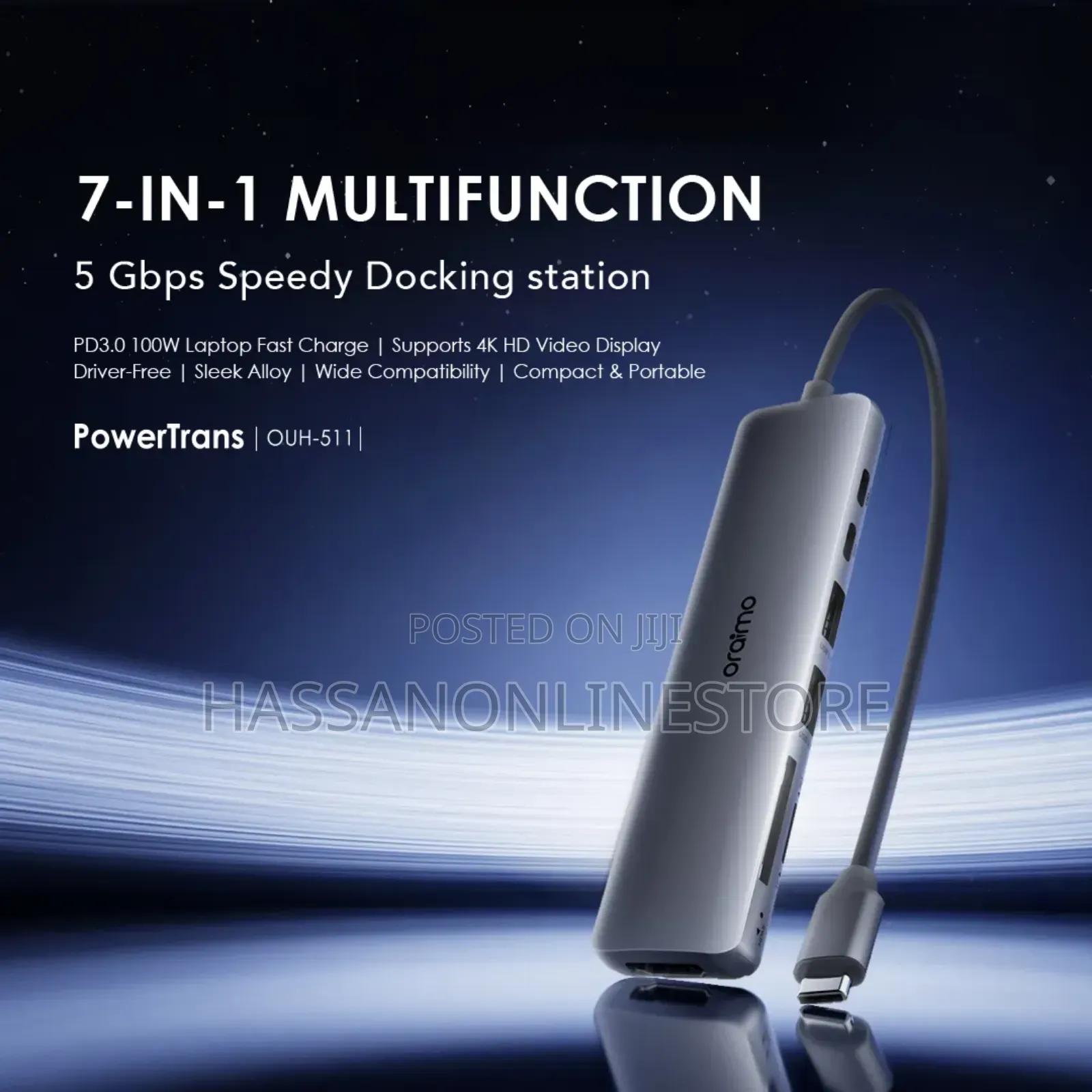 Oraimo Powertrans Usb-C Hub 7-in-1 Multi-Functional Adapter