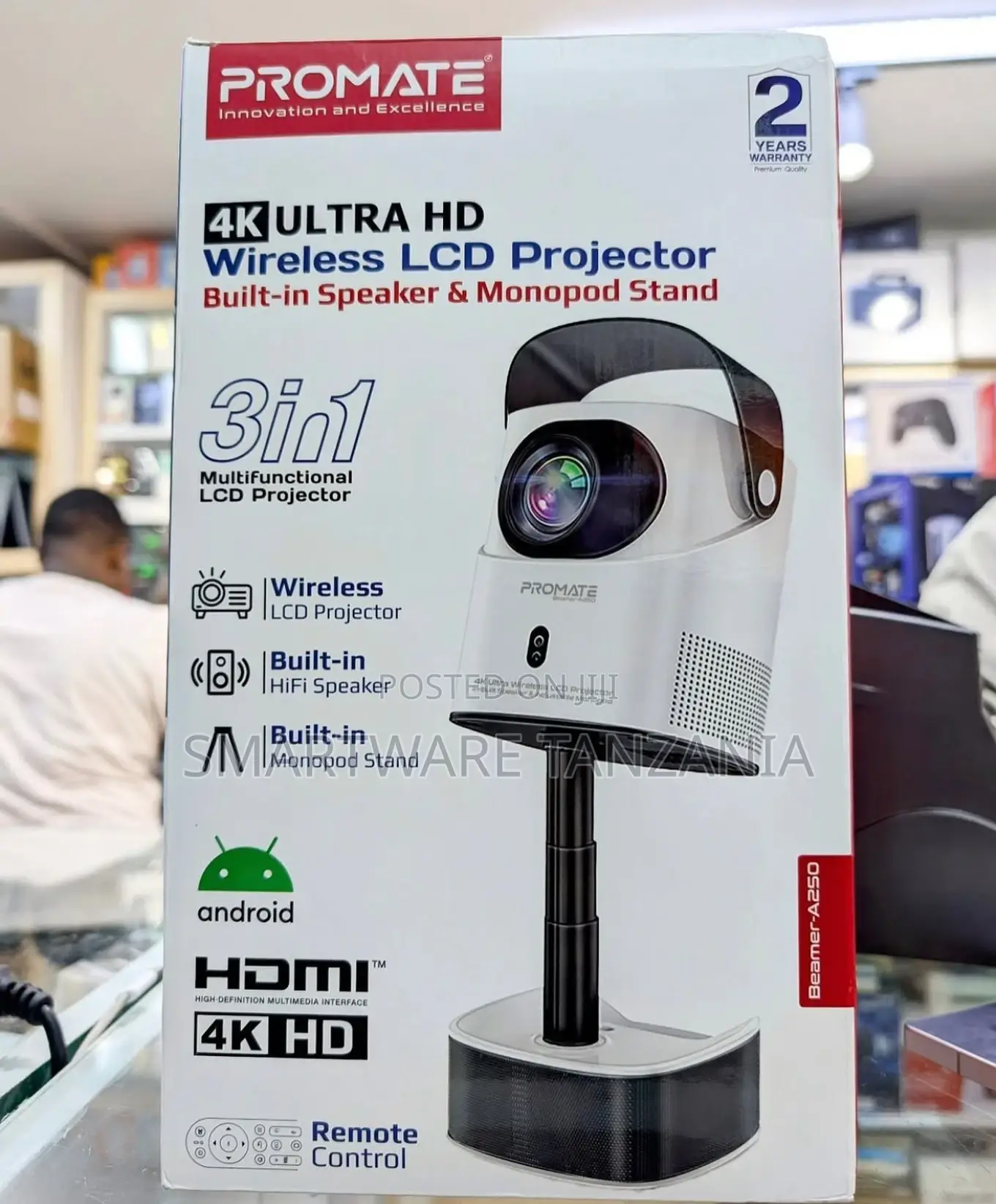  Ultra Hd Wireless LCD Projector With Built-in Speaker