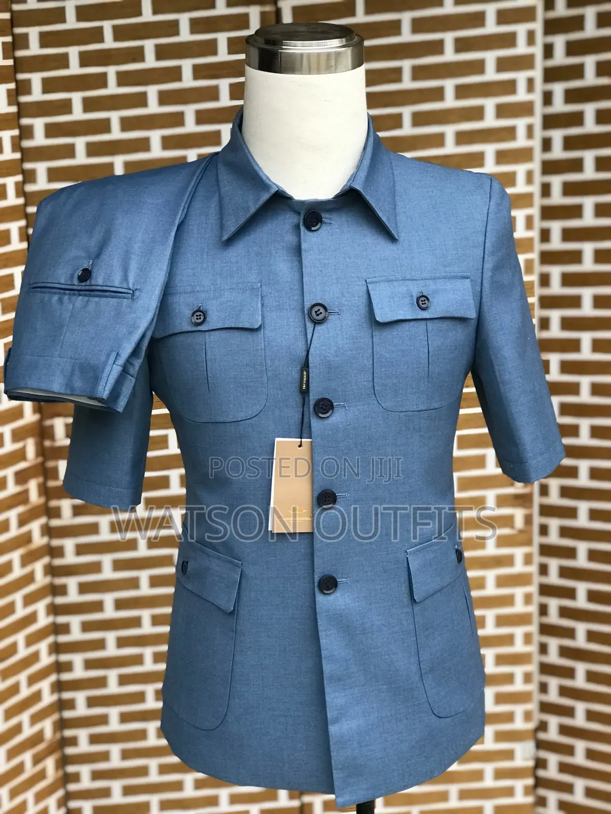 Men's Four Pockets Jacket and Short Sleeve Jacket Suits