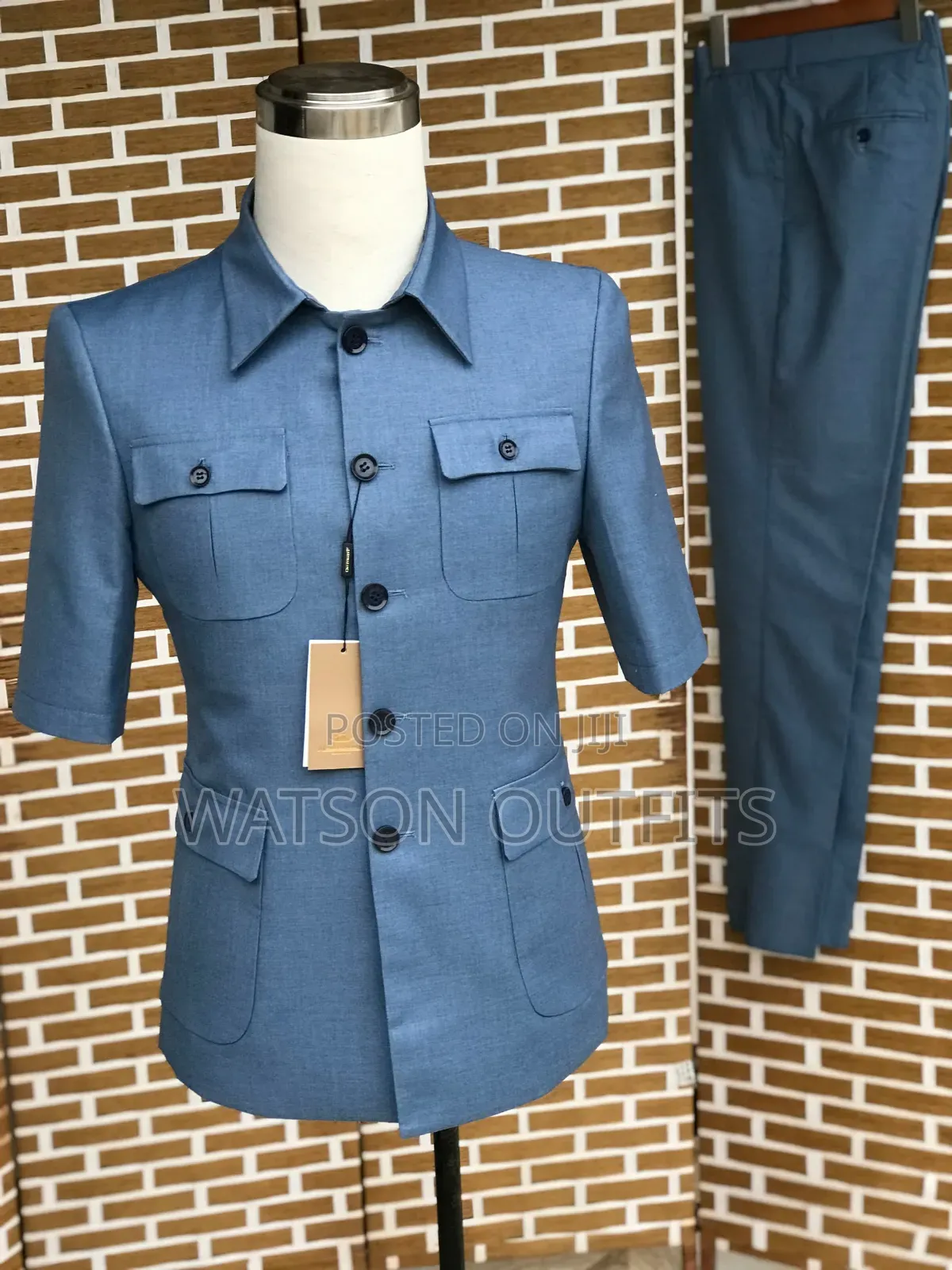Men's Four Pockets Jacket and Short Sleeve Jacket Suits