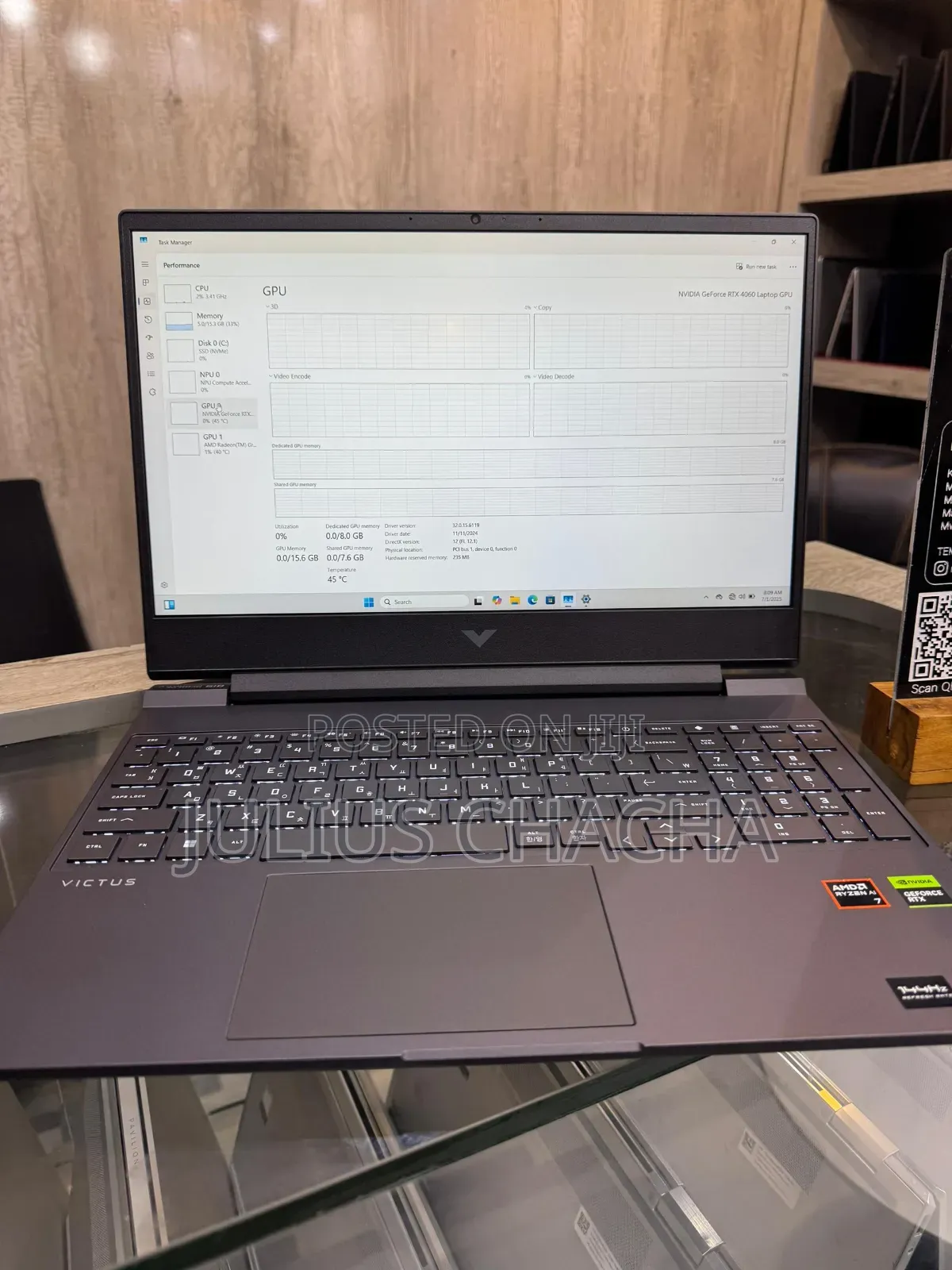 New Laptop HP Victus 15 16GB AMD Ryzen 7 SSD 1T