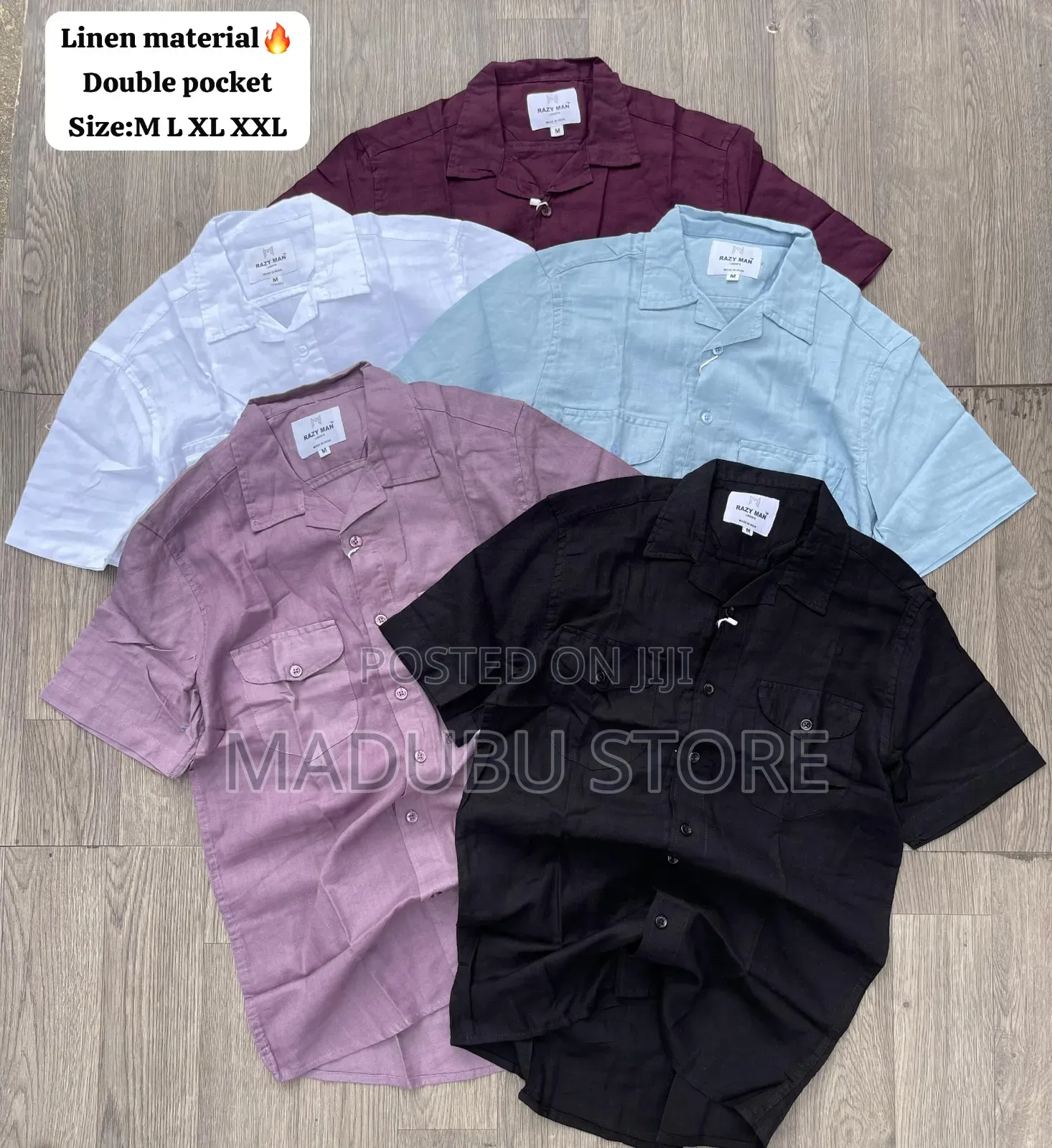 Doubĺe Pocket Ĺinen Material Half Sleeve