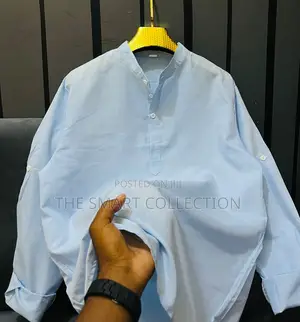 Linen Collarless Shirt