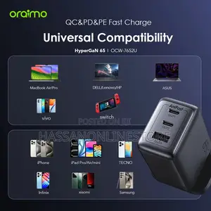 Oraimo Hypergan 65 65w Gan Wall Charger Kit With 100w Cc