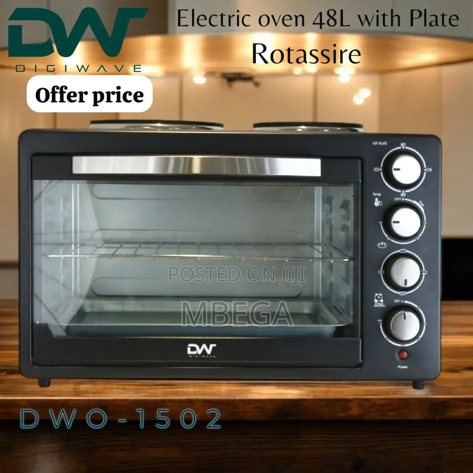 *Digiwave Electric Oven With Double Plate 48l