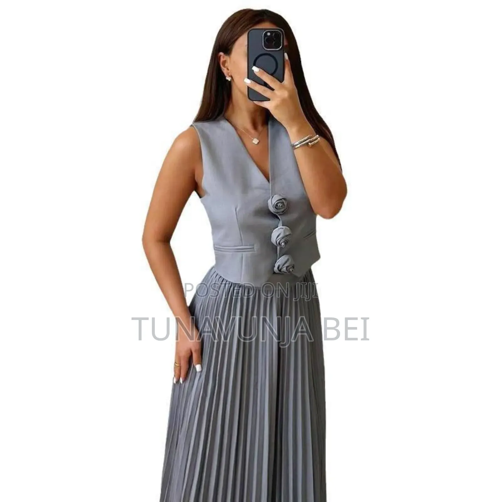 Flower Vest and Long Skirt