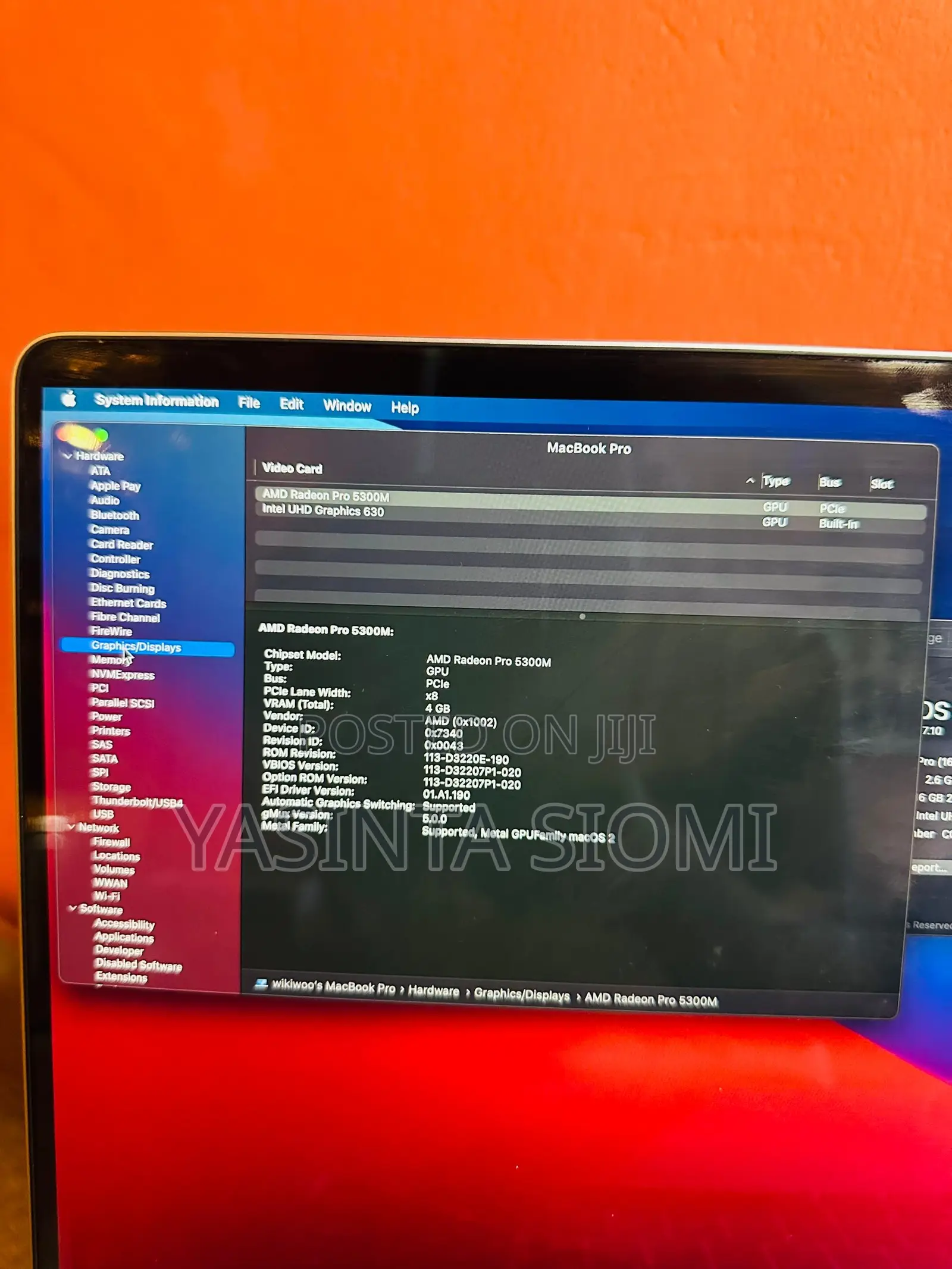 Laptop Apple MacBook Pro 2019 16GB Intel Core I7 SSD 256GB