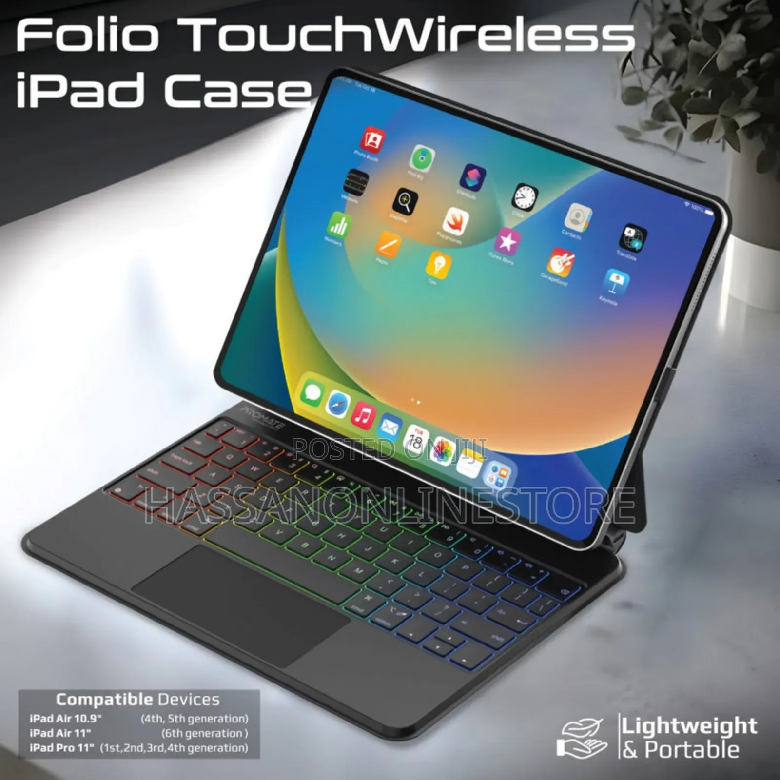 Promate Flexkeys-11pro Folio Touch Wireless iPad Keyboard