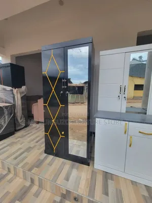 Kabati Milango Miwili Nguo Black Kioo Fullx