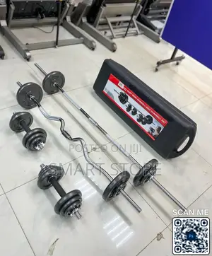 Photo - 55kg Cast Iron Dumbbell Barbell Set Adjustable Weight Kit