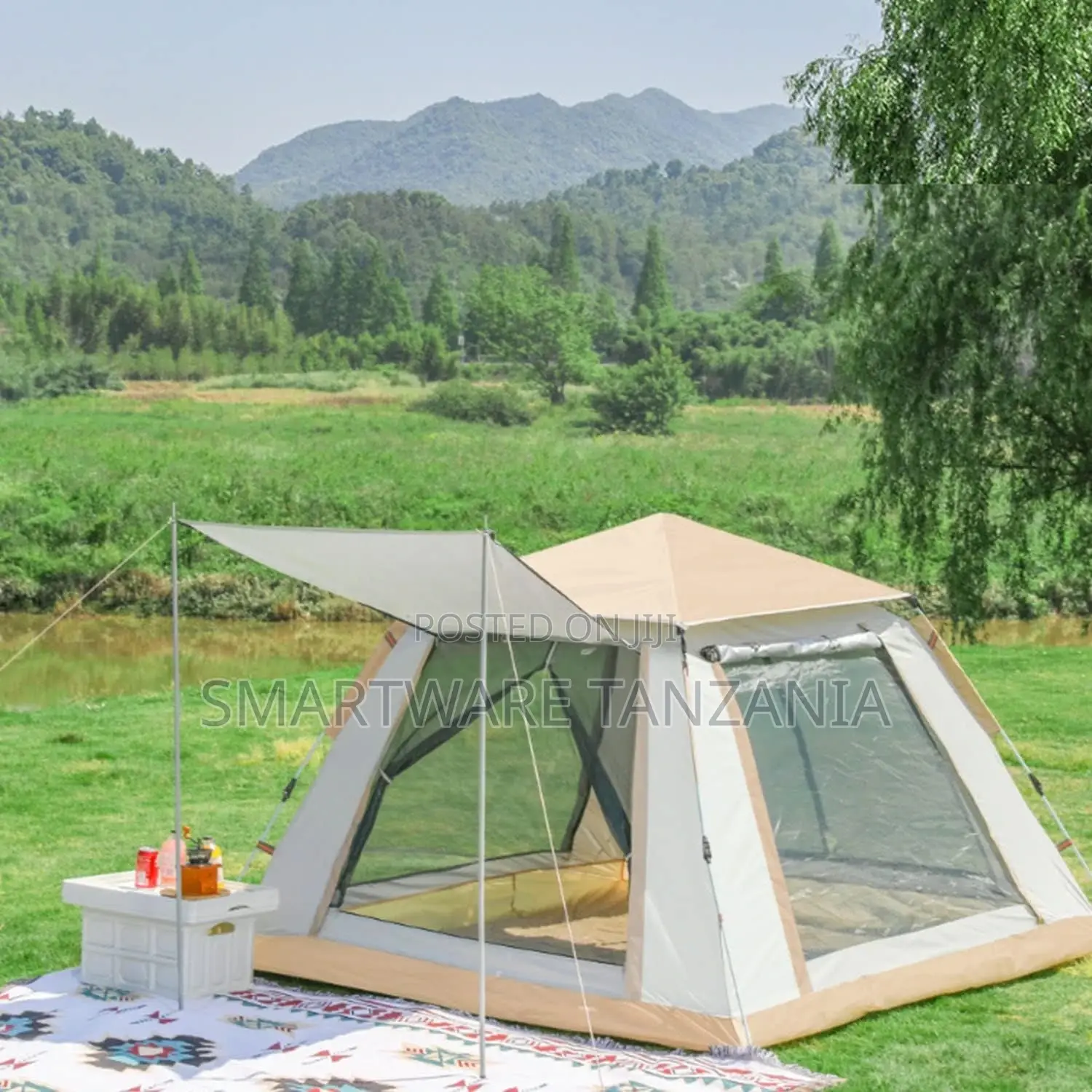 3-4 Person Pop Up Tent, Family Camping Tent With 2 Big Door