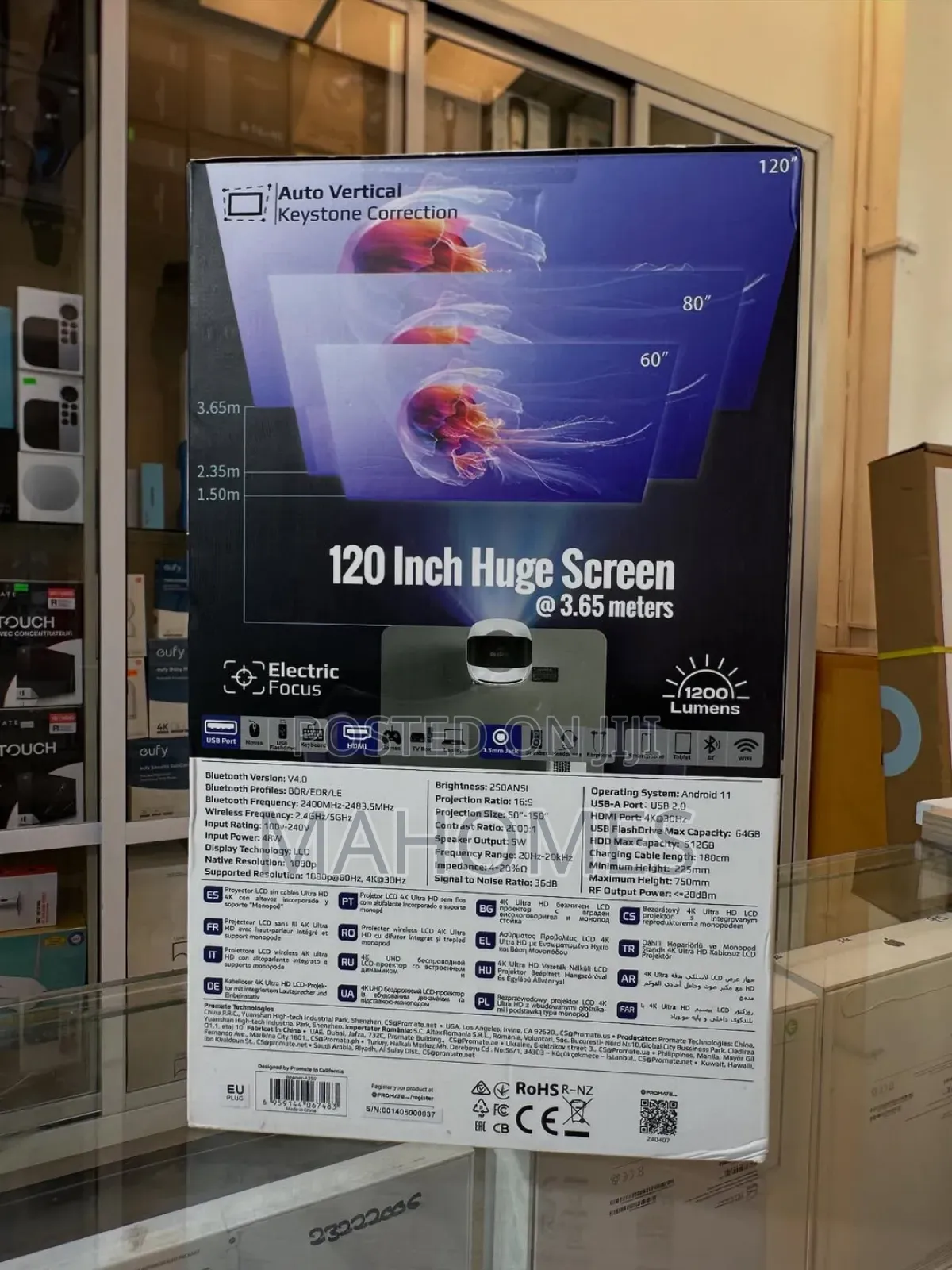 Promate Ultra Hd Wireless LCD Projector Built