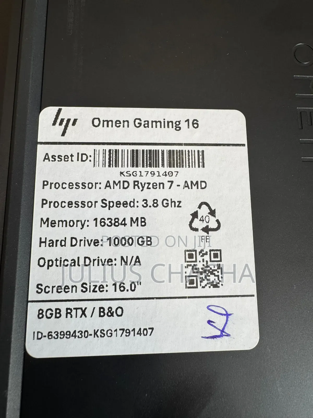 New Laptop HP Omen 16 16GB AMD Ryzen 7 SSD 1T