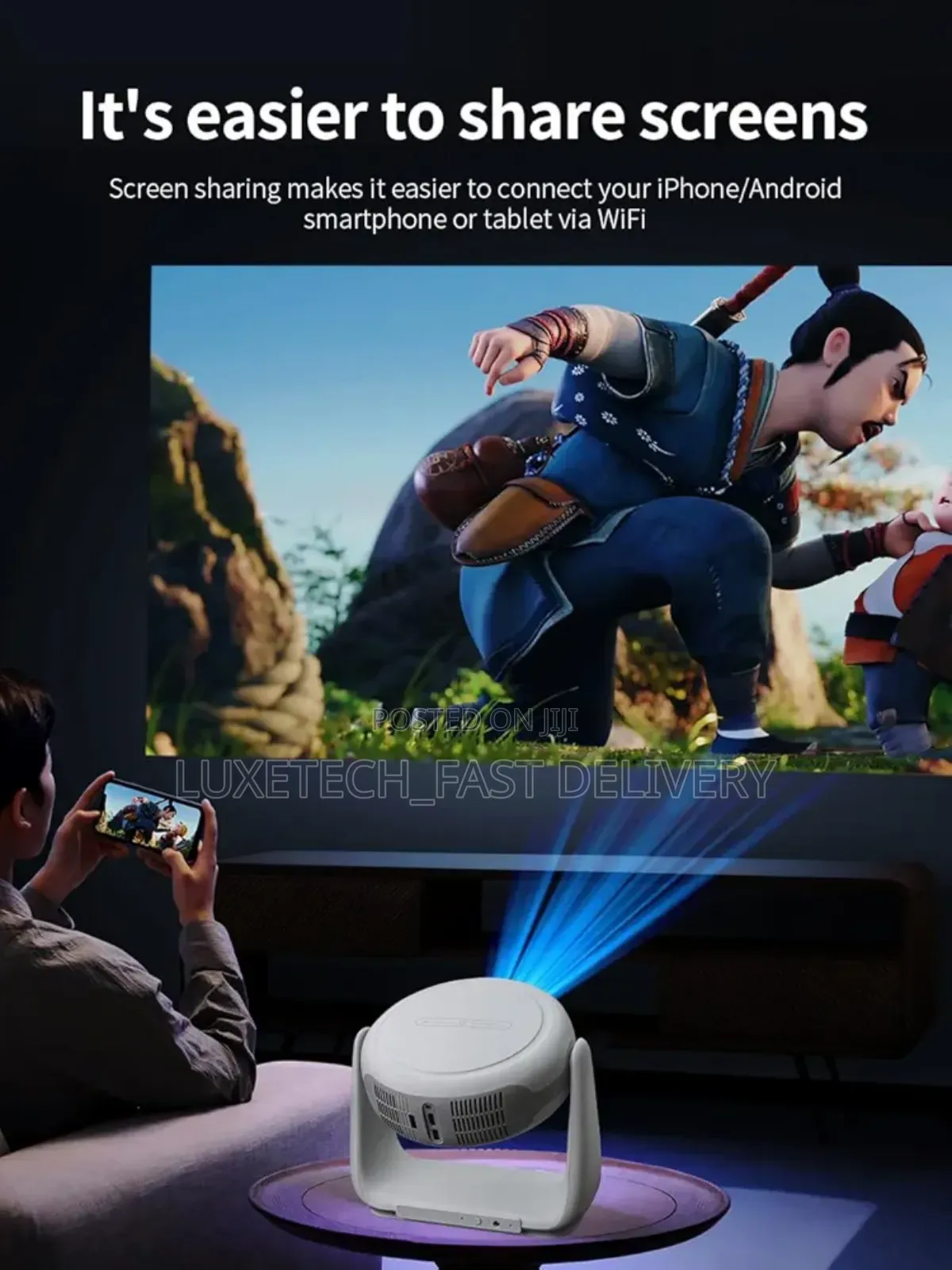 Rechargeable Smart Android Projector With Intelligent Auto-Focus