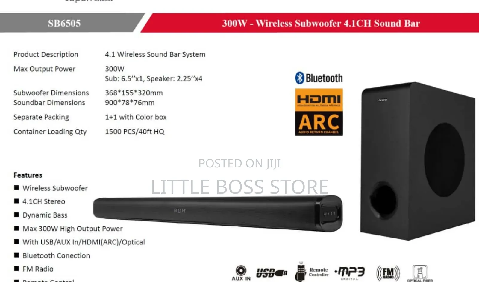 Aiwa Sound Bar Watts 300