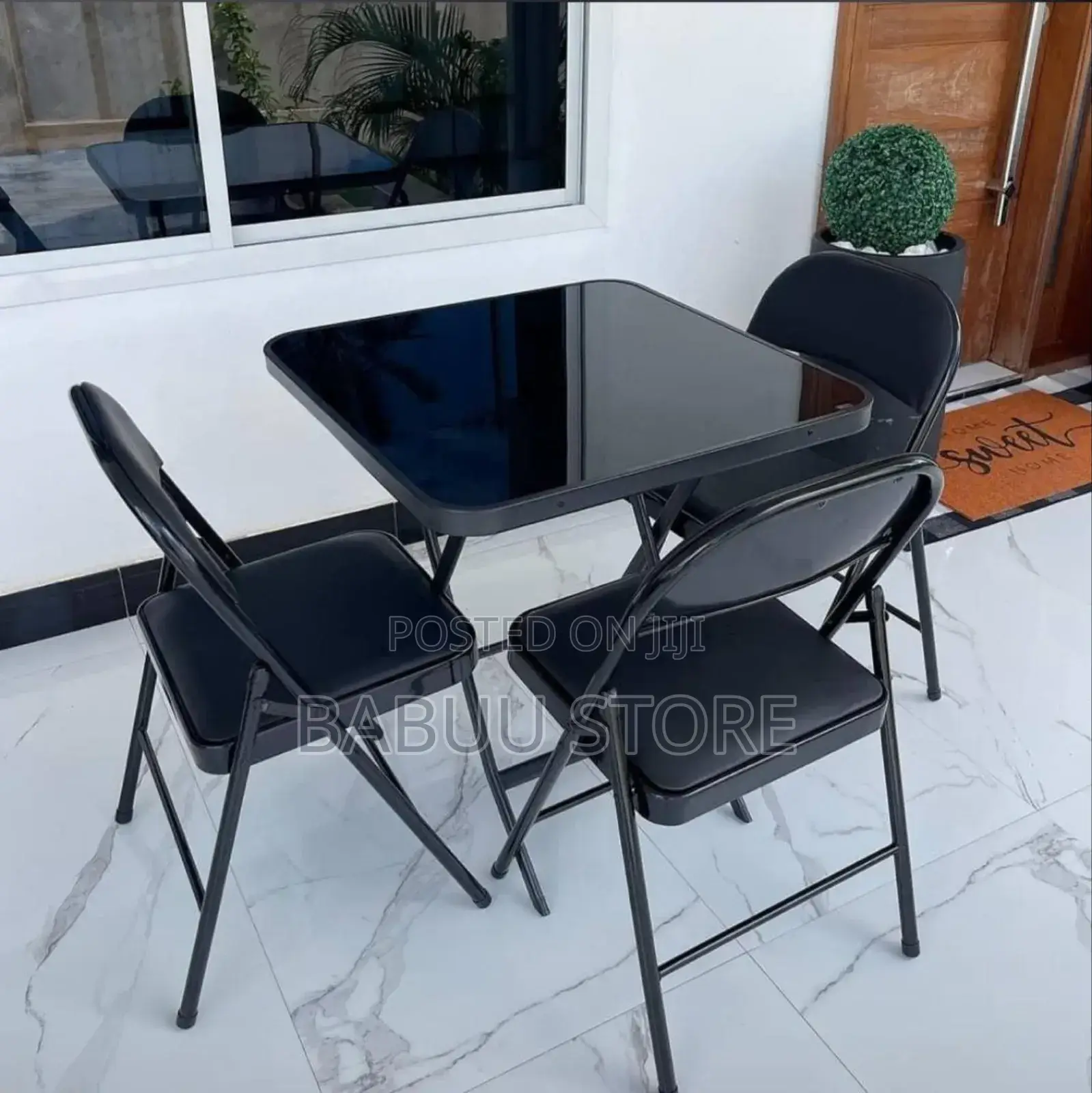Folding Square Table With Tampered Glass
