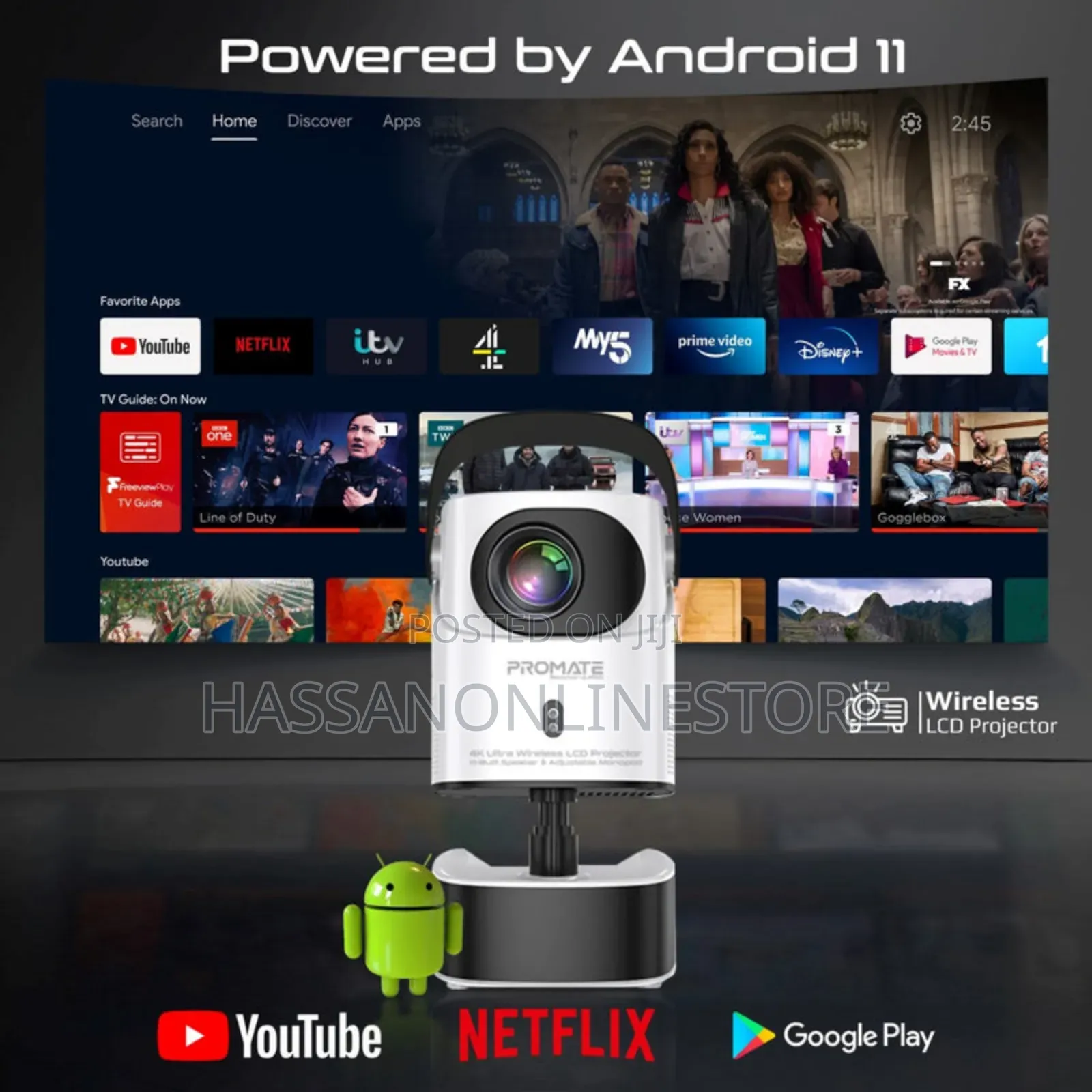 Promate Beamer-A250 Ultra Hd Wireless LCD Projector