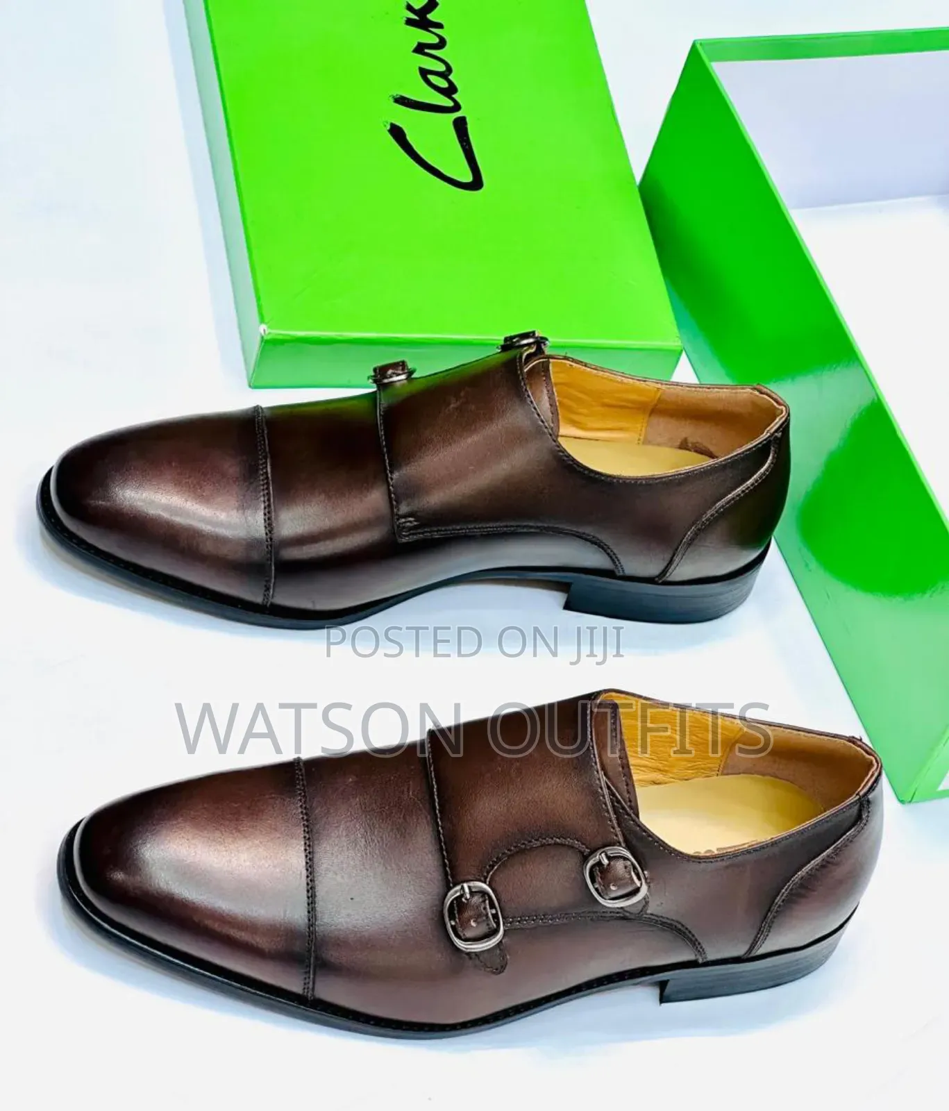 Viatu Vya 2 Buckles Vya Ngozi