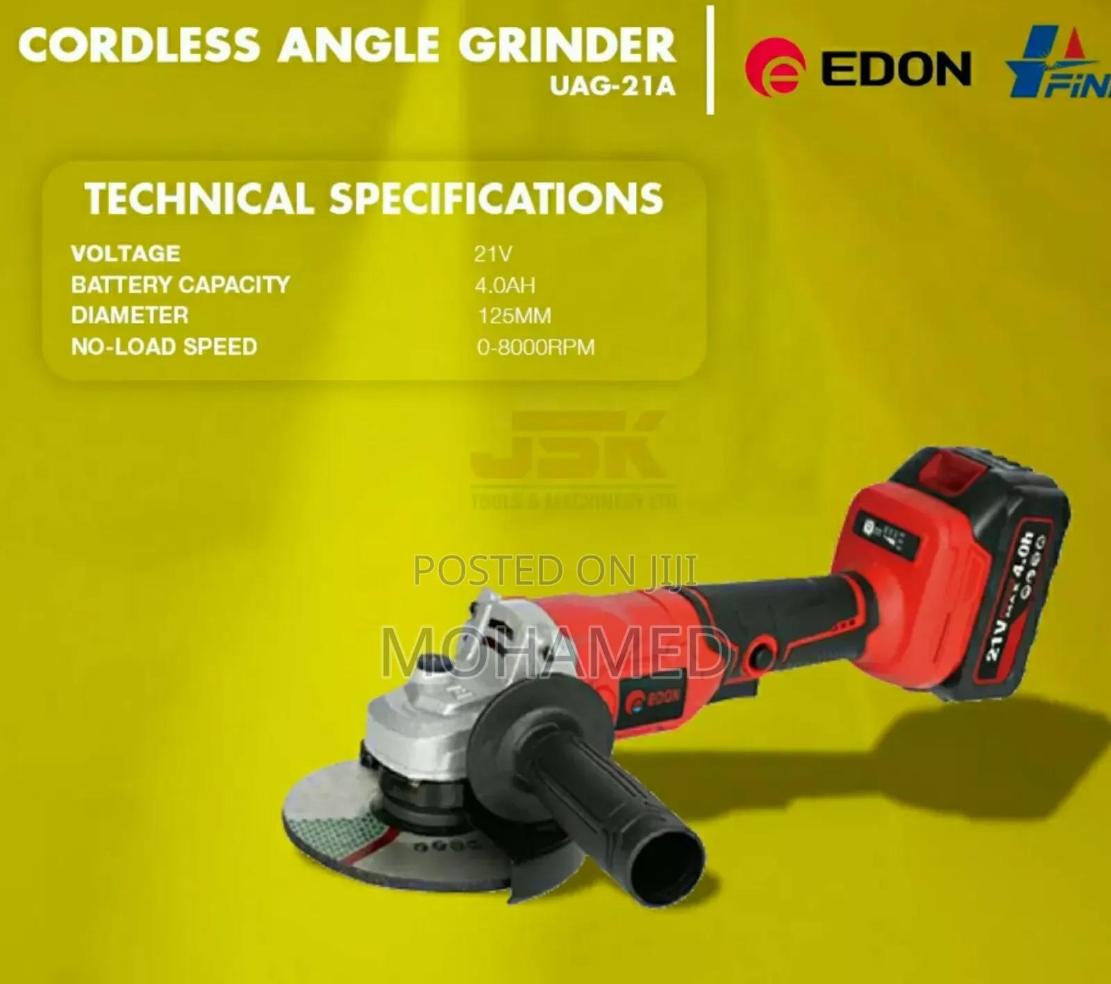 Edon Cordless Angle Grinder
