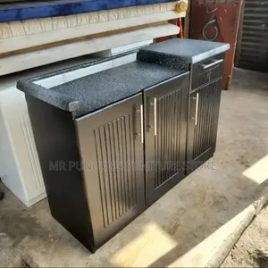 Kitchen Cabinet Ya Plate Milango Mitatu Black Color