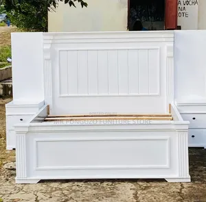 Luxury Bed Mbao Full White With Bed Side