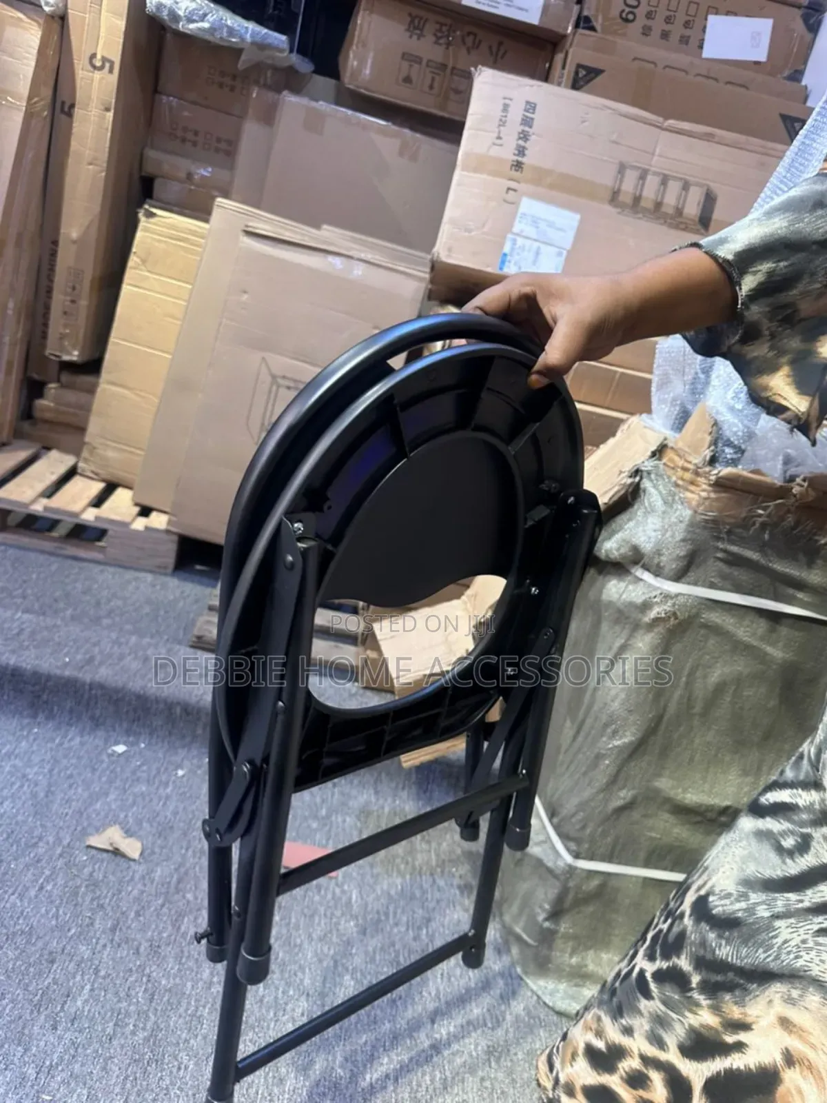 Black Folding Portable Toilet Seat With Backrest