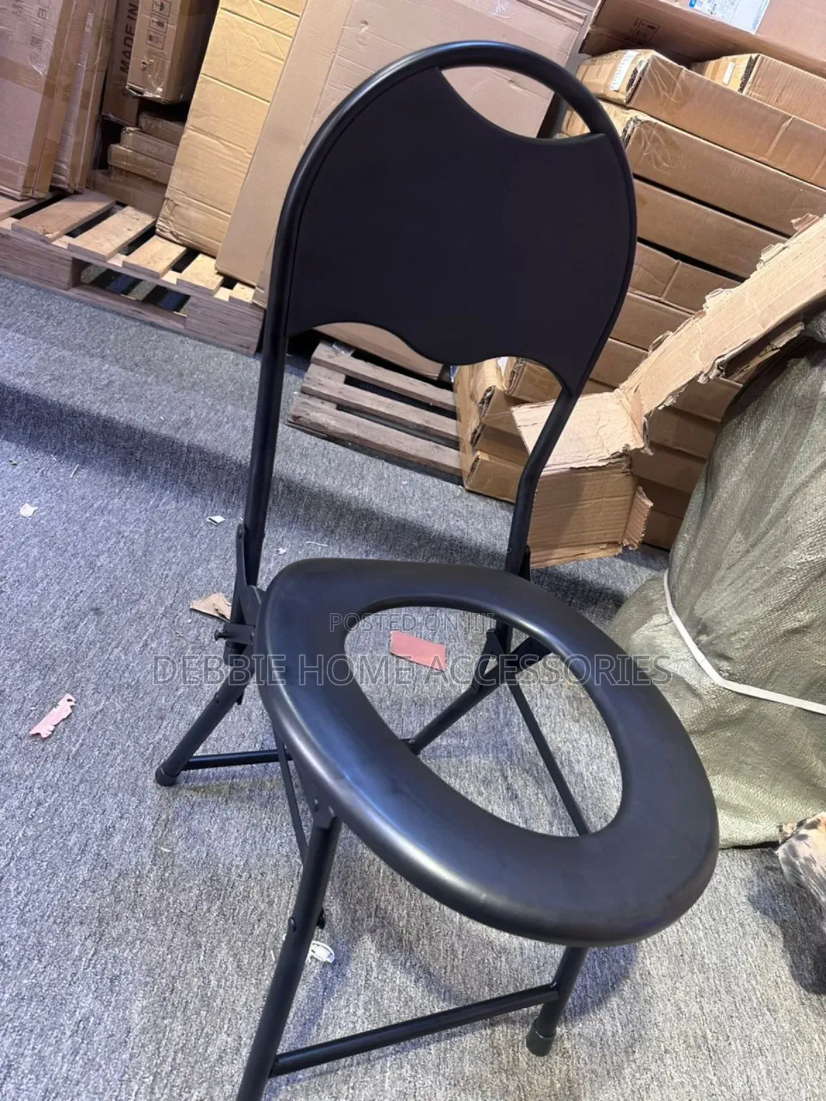 Black Folding Portable Toilet Seat With Backrest