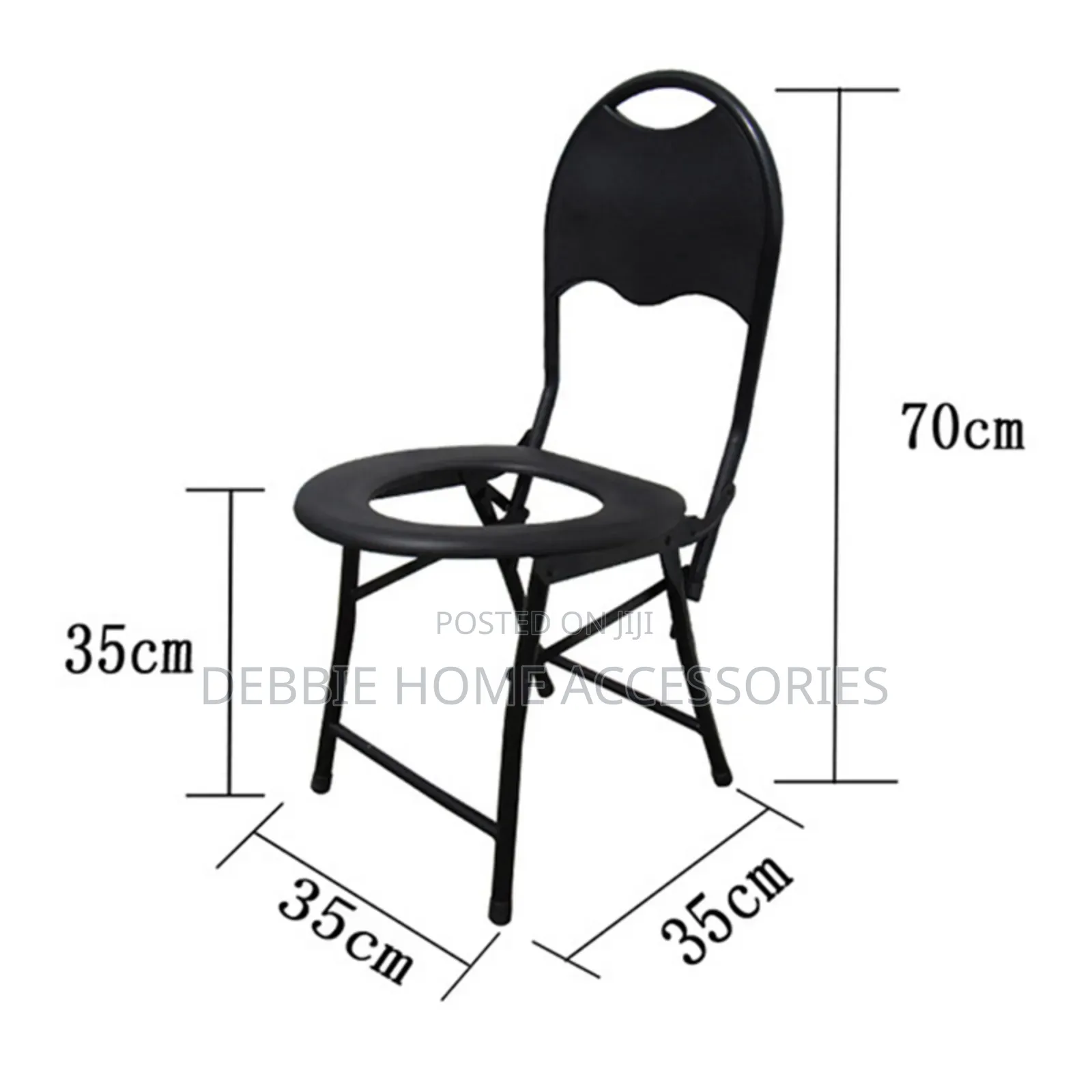 Black Folding Portable Toilet Seat With Backrest