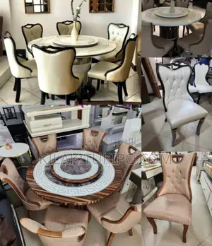 White Marble Round Dining Table 6 Chairs