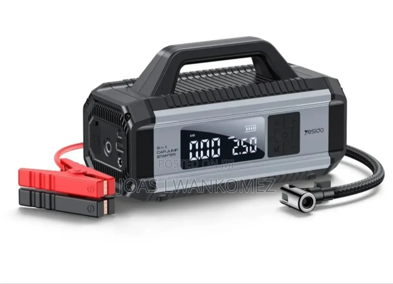 5 in 1(Jump Starter,Tyre Inflator,Power Bank,Emergency Lght)