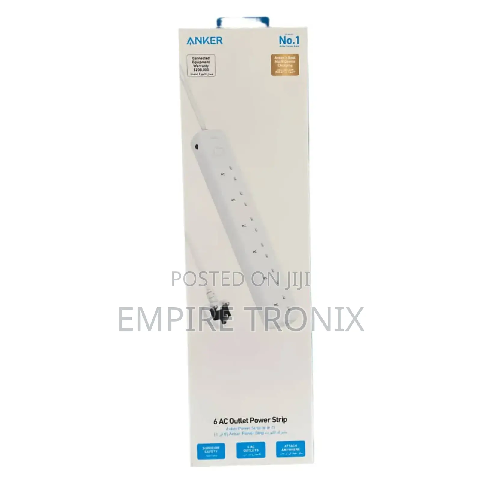 Anker 6 Ac Outlet Power Strip A91f3k21 – 6-Outlet Uk Plug